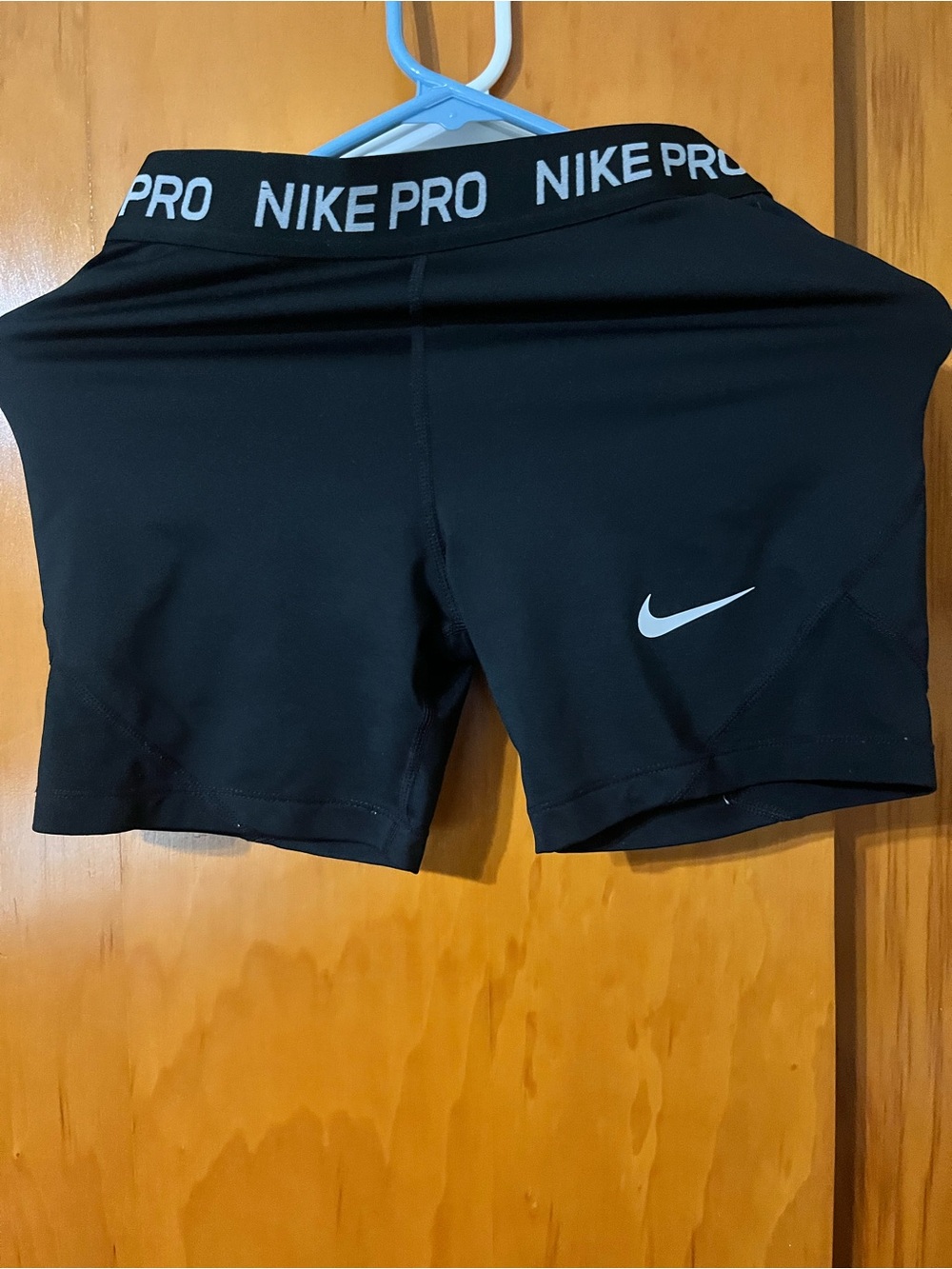 Nike Black Girls' Pro Shorts with White Swoosh Logo